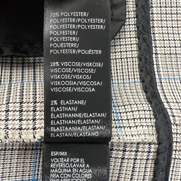 Liverpool Los Angeles Women’s Boyfriend Blazer Small Plaid Blue Beige Open Front - Picture 7 of 14